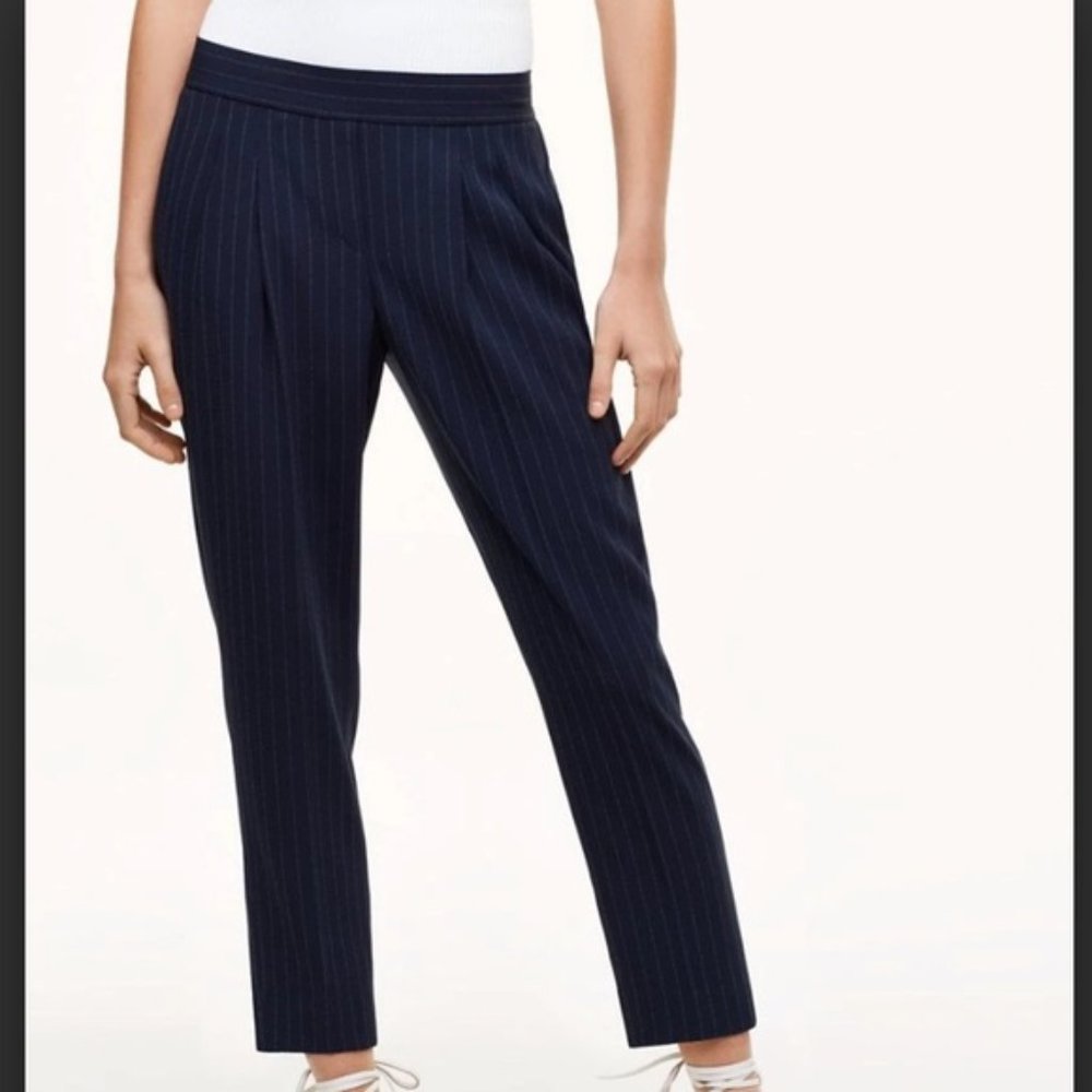 Babaton Navy Pinstripe Cohen Pant